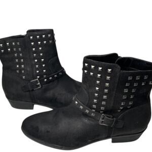 Lauren Ralph Lauren Boots Womens Black Leather Shaelynn Studded Moto Ankle 9.5B